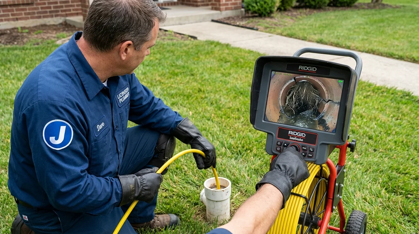 Sewer camera inspection being performed by Johns Plumbing LLC in Savoy